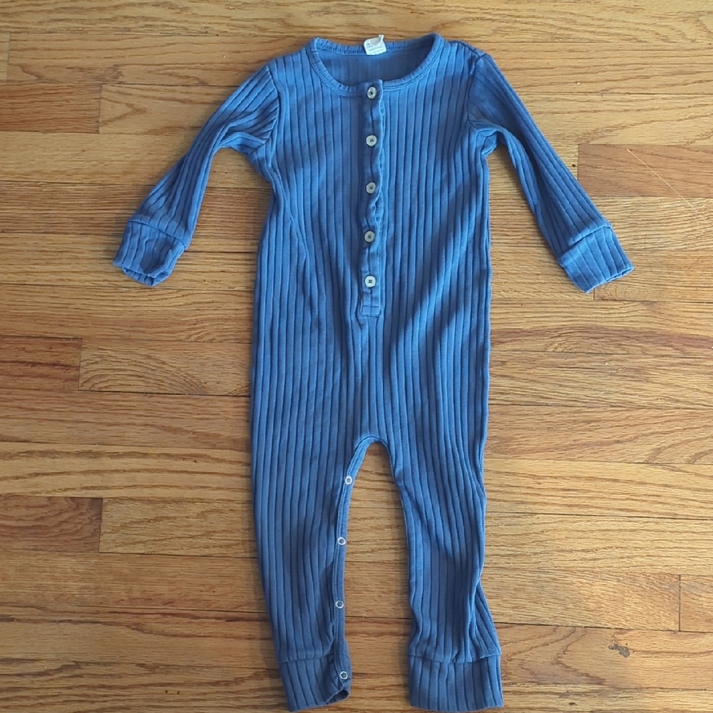 kate quinn Blue Ribbed Kids Footie